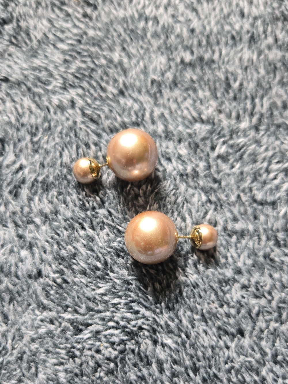 Ross-Simons Style Gold-Tone Pink Pearl Double-Sided Stud Earrings